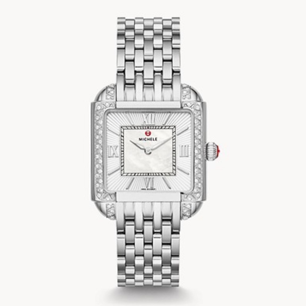 MICHELE DECO STAINLESS DIAMOND WATCH- like new with all original packaging